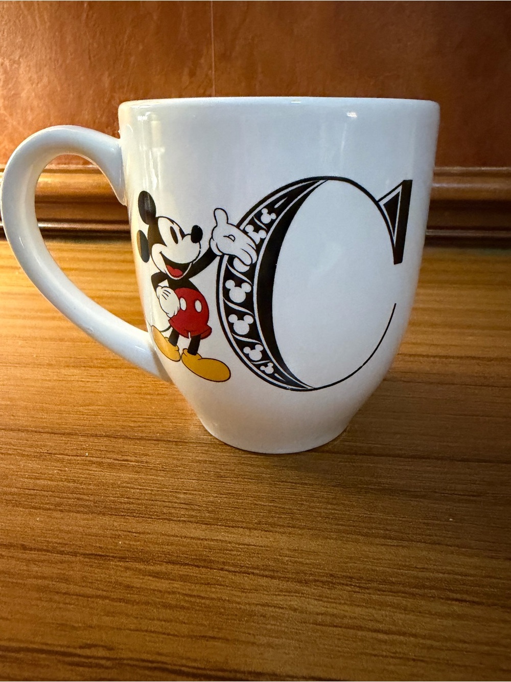 Disney Mickey Mouse White Monogram Capital Letter C Ceramic Coffee Mug Cup Tea